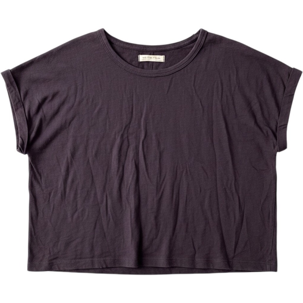 We The Free Free People Women Medium Charcoal Boxy Crop Tee OB1173449